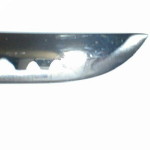 日本刀の切っ先：左官鏝の肩から先端部分の形状に類似